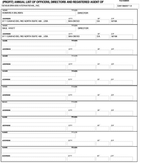 Profit Annual List Off Officers Directors And Registered Agent And